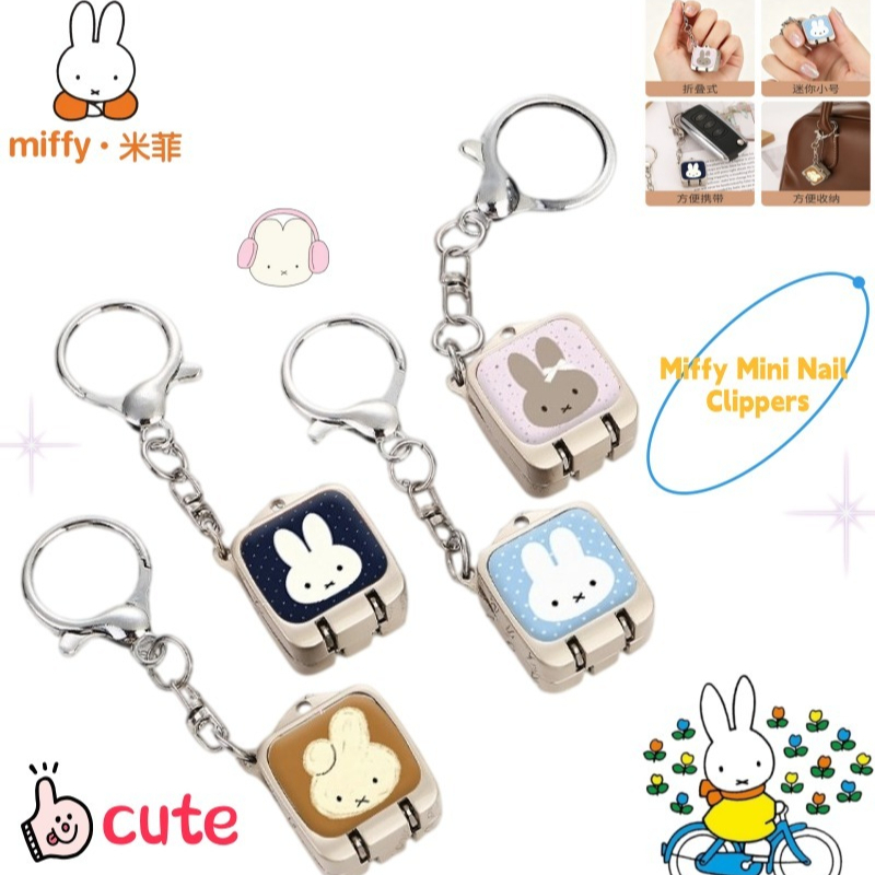 Nail Art Quirky - Niedlicher Cartoon-Miffy-Hasen-Nagelschneider, Mini-Quadrat-Nagelschere, faltbar, Schlüsselanhänger, kompaktes,