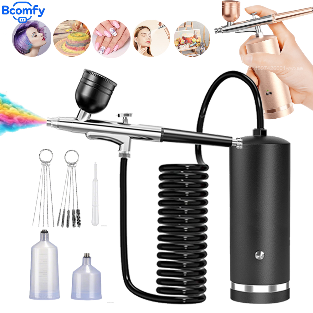 Nail Art Sch - Airbrush mit Kompressor Wiederaufladbare Airbrush-Pistole mit