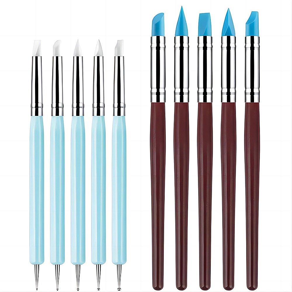 Nail Art Sch - 5/10 Stück Silikon-Ton-Bildhauerwerkzeuge für Pinsel, Modellierung,