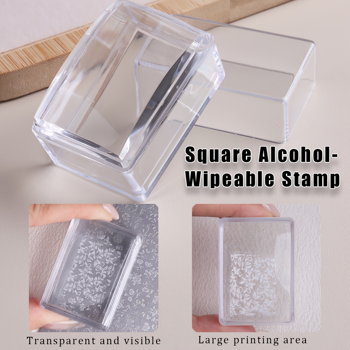 Nail Art Leopard - Quadratisches Transparentes Silikon-Nagelstempel-Set, Alkoholreinigbar, Geeignet für
