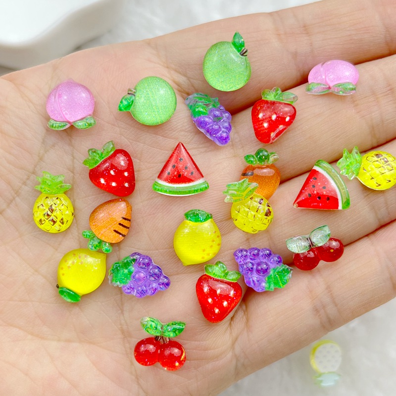 Nail Art Inspo - 50 Stück Harz bunte Glitzer Apfel