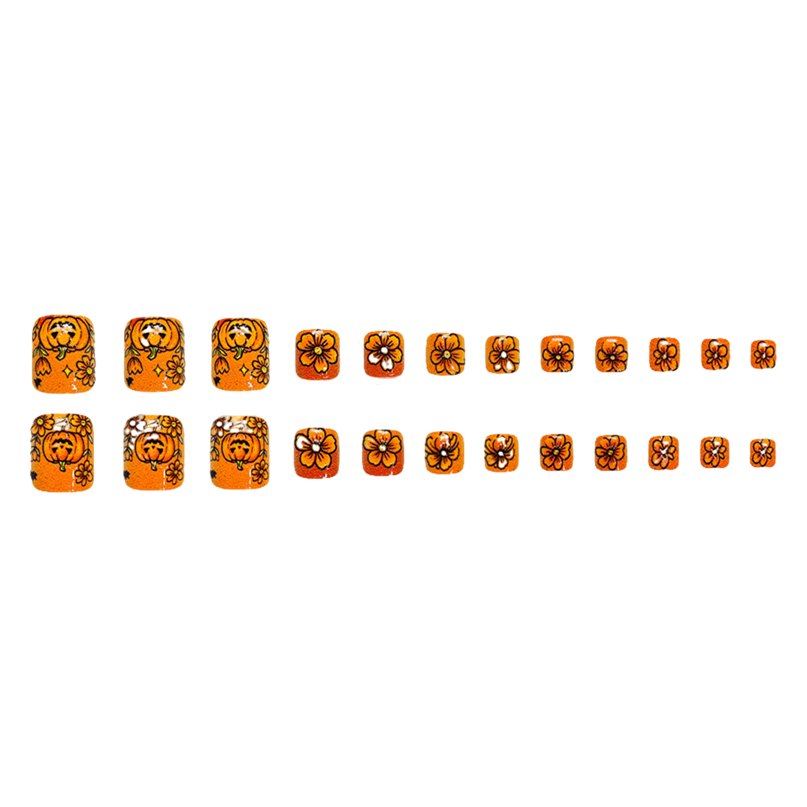 Nail Art Orange - Künstliche Zehennägel, vorgeklebt, zum Aufkleben, für