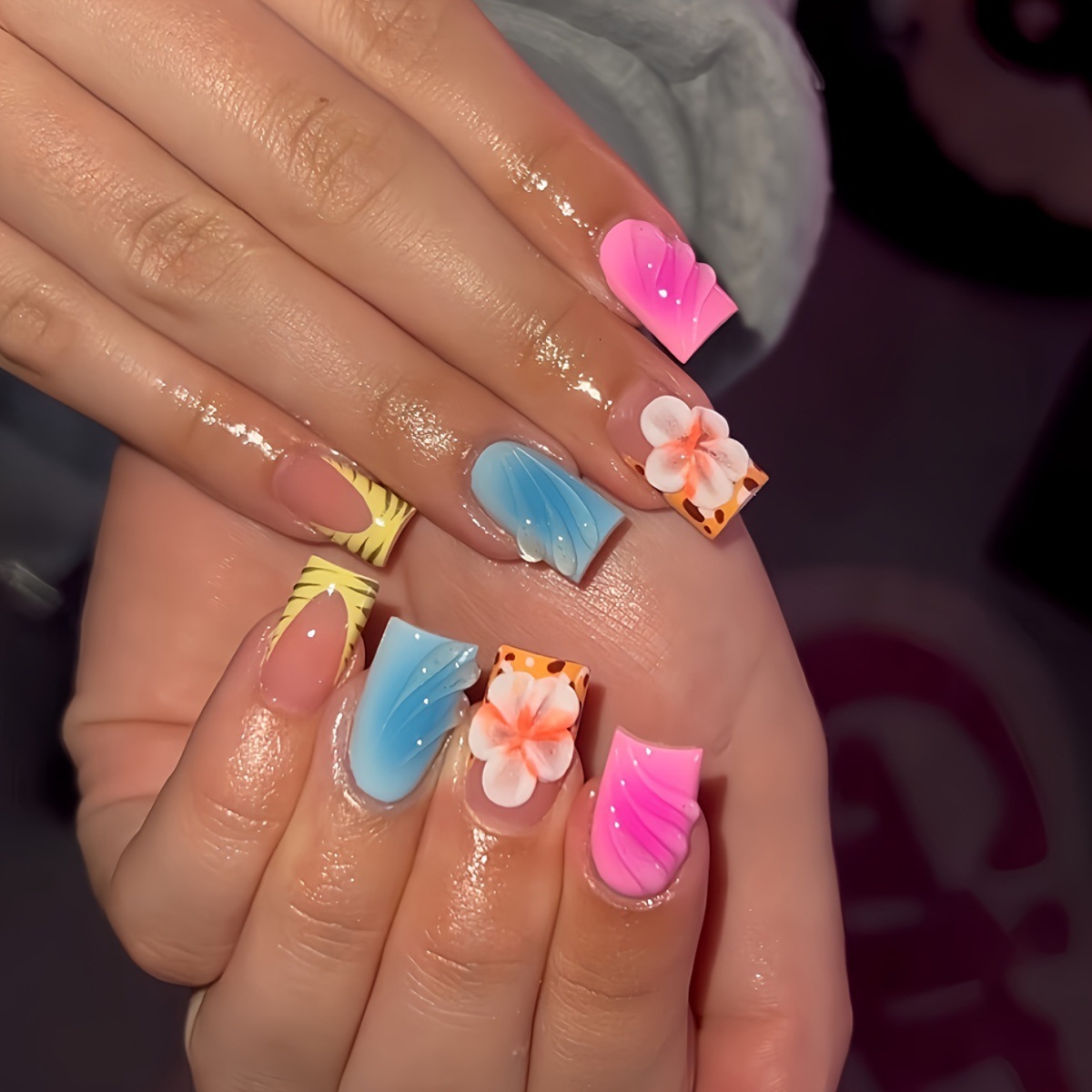 Nail Art Leopard - 24 Stück kurze künstliche Nägel mit