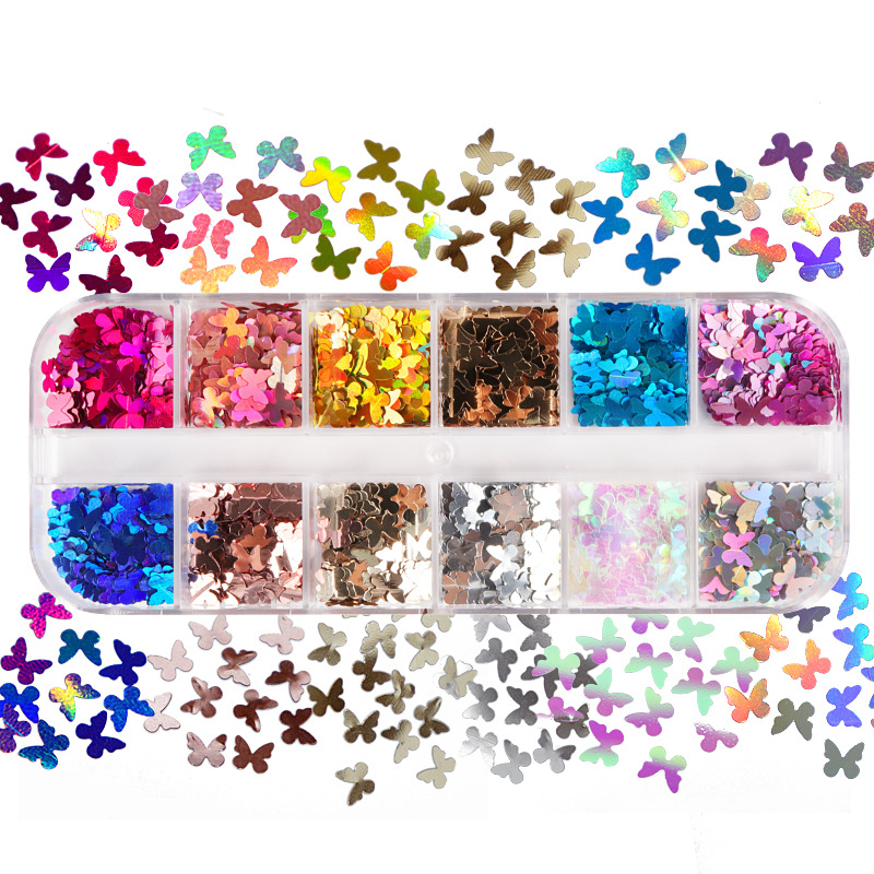Nail Art Inspo - Mix Farbe Fluoreszierende Schmetterling Glitter Wimpern