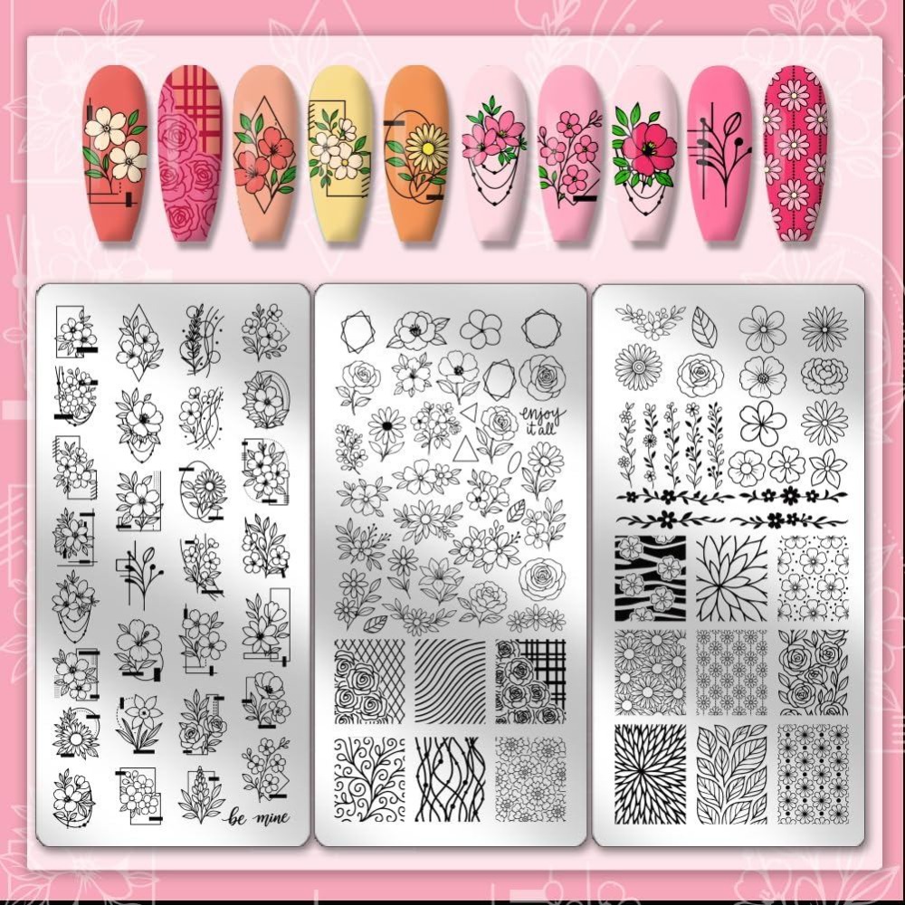 3 Stück Blumen-Nagelstempelpla – Nail Art Inspo Bewertung und Preis