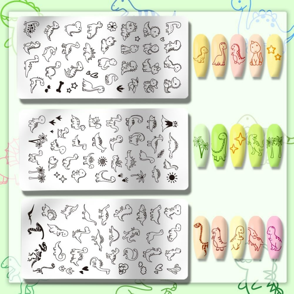 3 Stück Dinosaurier-Nagelstemp – Nail Art Inspo Bewertung und Preis